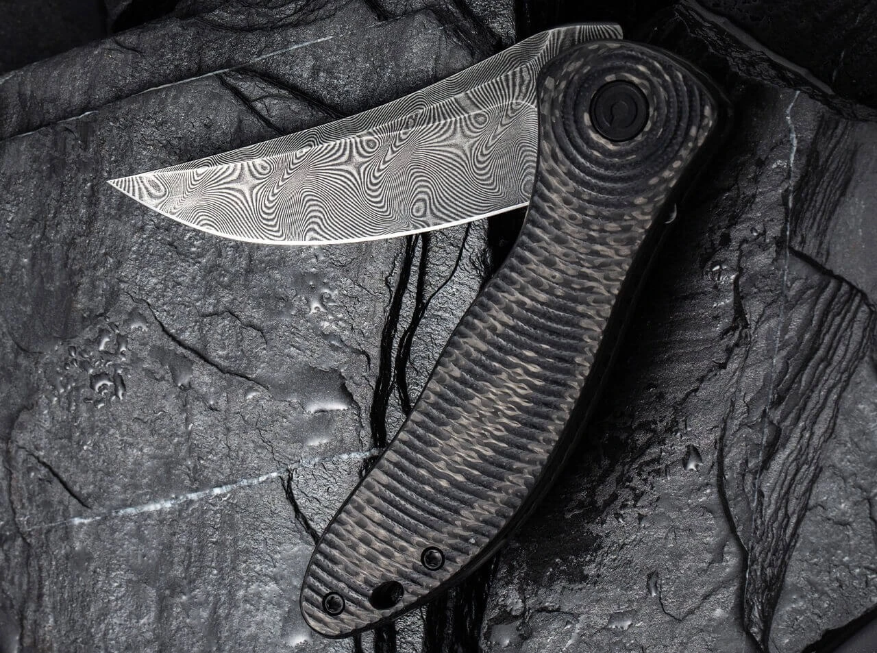 Synergy 3 Damascus G10 CF Black Trailing Point 7 Synergy 3 Damascus G10 CF Black Trailing Point – Bild 5