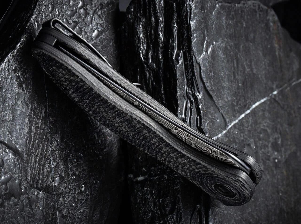 Synergy 3 Damascus G10 CF Black Trailing Point 8 Synergy 3 Damascus G10 CF Black Trailing Point – Bild 6