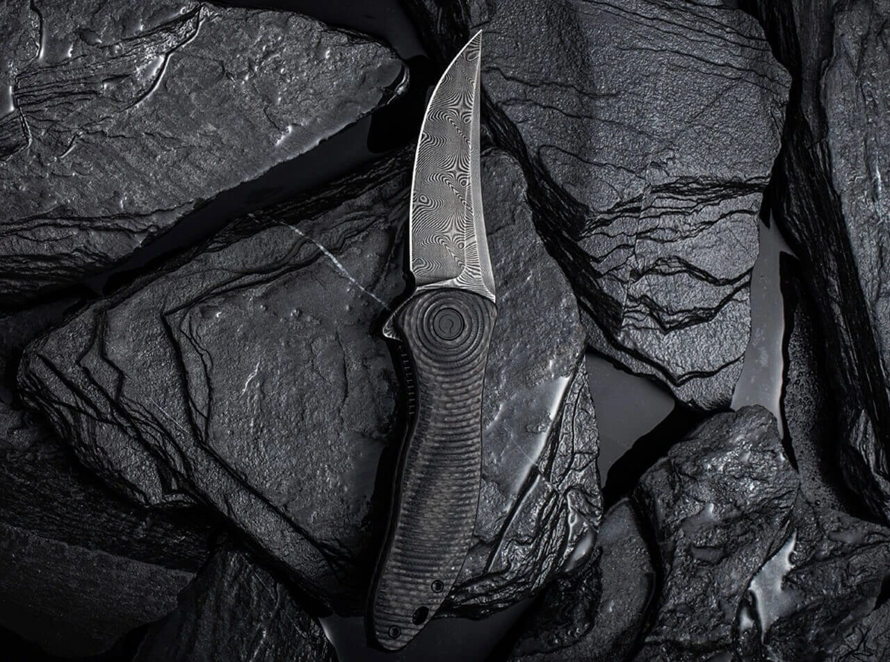 Synergy 3 Damascus G10 CF Black Trailing Point 10 Synergy 3 Damascus G10 CF Black Trailing Point – Bild 8