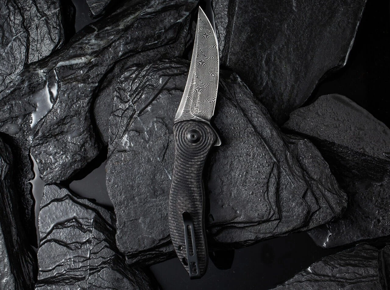 Synergy 3 Damascus G10 CF Black Trailing Point 11 Synergy 3 Damascus G10 CF Black Trailing Point – Bild 9